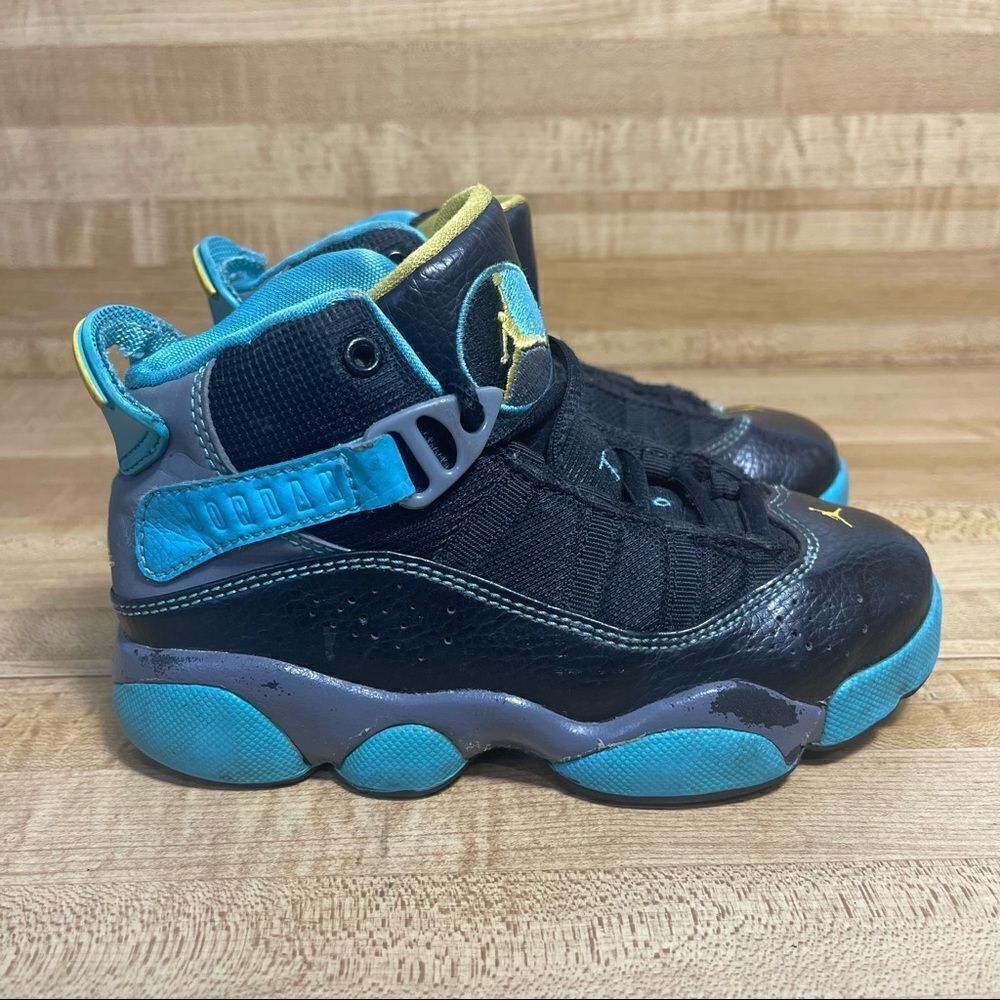 Nike Air Jordan 6 Rings Youth Size 11C Black/Gamma Blue Sneakers (323432-089)